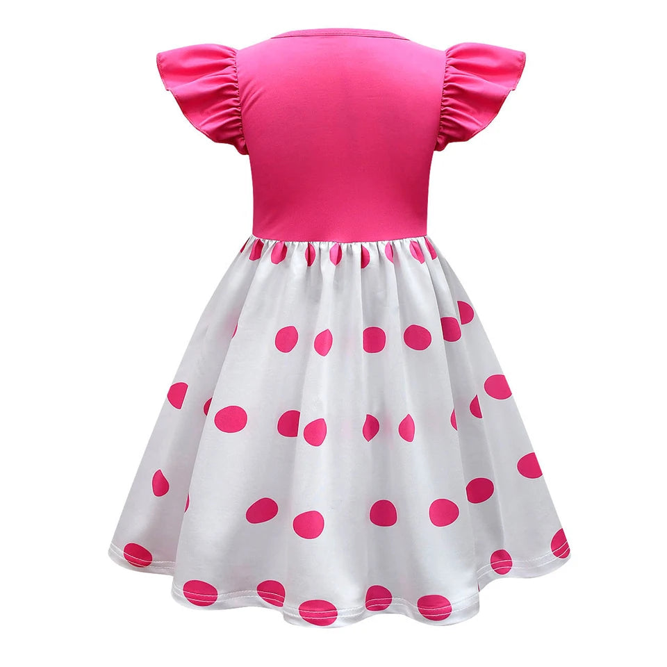 Fancy Little Girl Bo Peep Costume Pink Polka Dot Dress Halloween Cosplay Birthday Party Children's Costume Carnival Kids Clothes