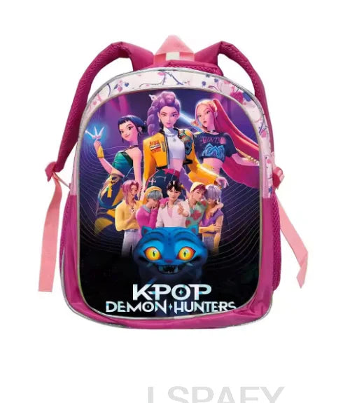 KPop Demon Hunters School Bags Rumi Mira Zoey 12inch Boys Girls Backpack Soft Pink Mochilas Cartoon School Bags