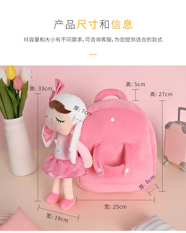 Plush Backpack Little Kid Preschool Ages 1-5 Backpack with Detachable Doll Boys Girls Toddler Backpack Metoo Rabbit Doll