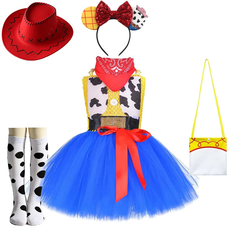 Infant Christmas Jessie Dress New Year Toy Movie Costume Girls Tutu Dress 1 2 3 4 5 6 Years Old Baby Girl Birthday Party Dress