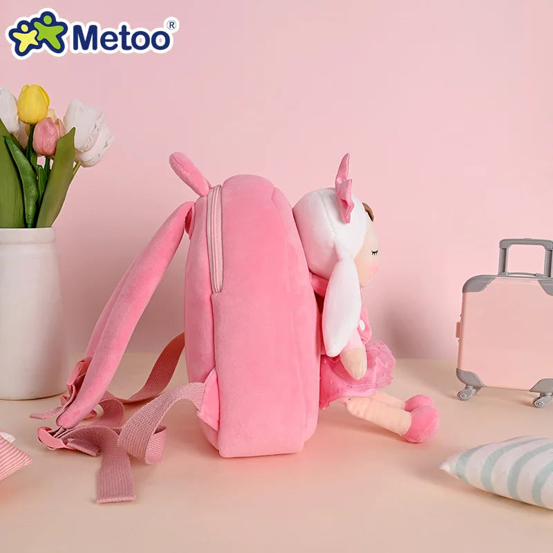 Plush Backpack Little Kid Preschool Ages 1-5 Backpack with Detachable Doll Boys Girls Toddler Backpack Metoo Rabbit Doll