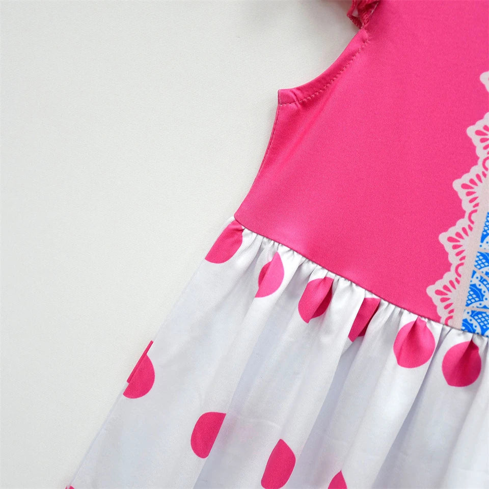 Fancy Little Girl Bo Peep Costume Pink Polka Dot Dress Halloween Cosplay Birthday Party Children's Costume Carnival Kids Clothes