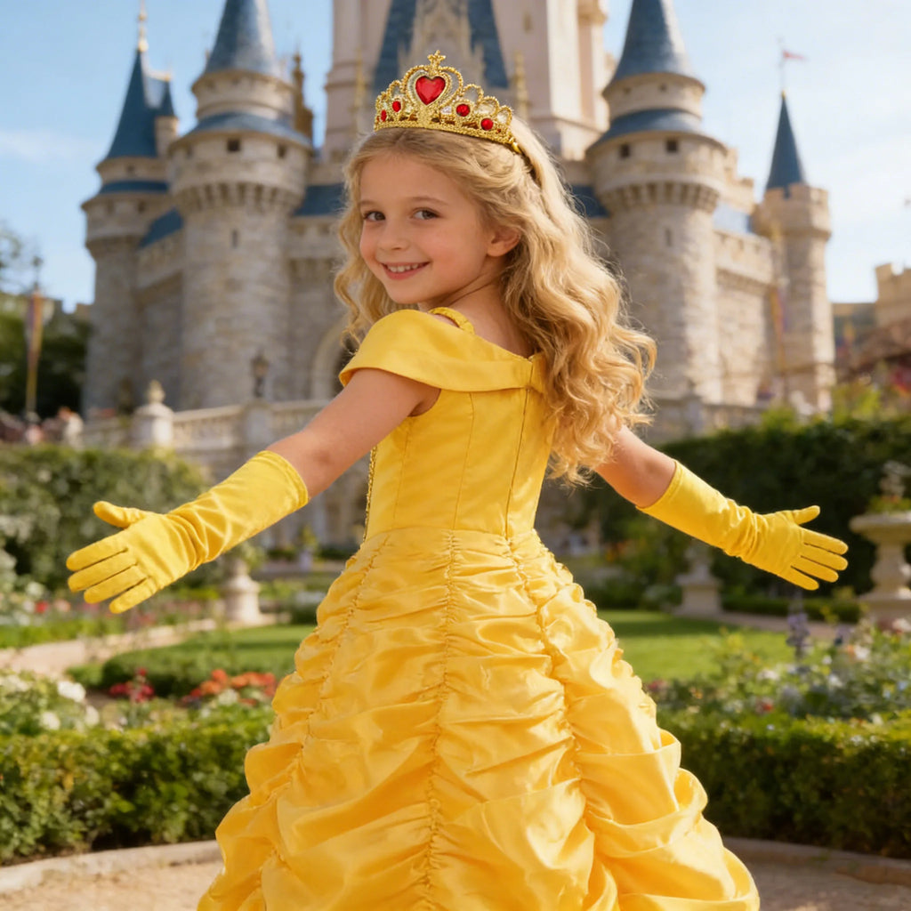 Belle Costume for Girls Cosplay Yellow Princess Dress Beauty and The Beast Costumes Girls Birthday Party Children Clothes Gown