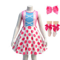 Hot Little Girls Polka Dot Sleeveless Princess Bo Peep Dress Halloween Cosplay Toy Movie Performance Carnival Party Kids Clothes