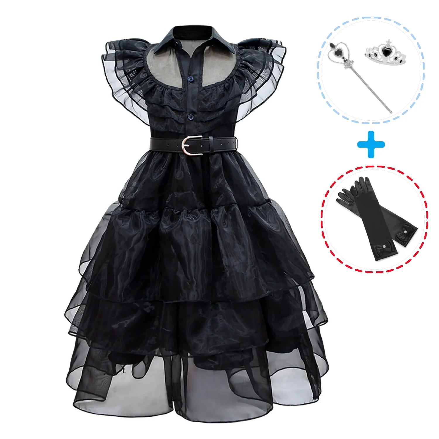 2025 Girls Dark And Sweet Cool Style Dresses Children Cosplay Halloween Carnival Costumes Kids Dancing Party Disguise Outfit