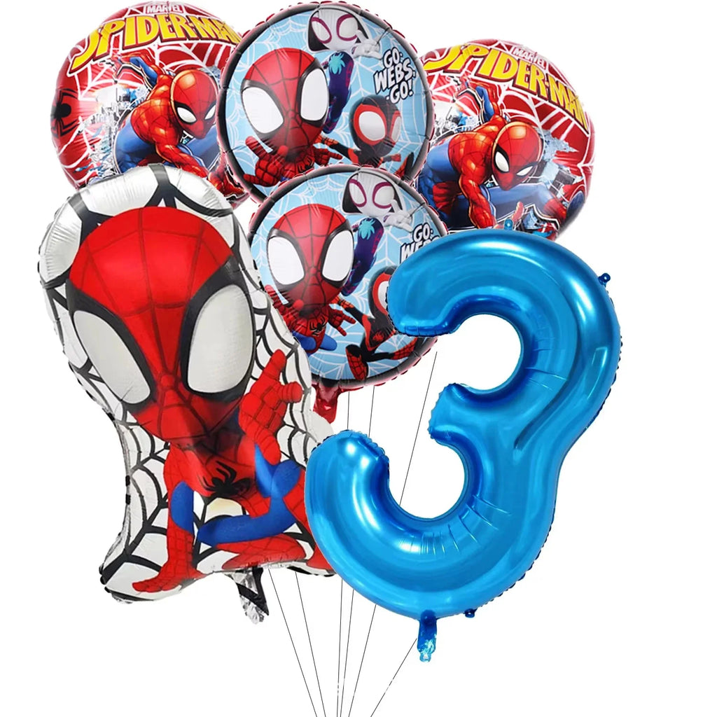 Spidey Giant Balloons Avengers Birthday Decorations 1-9 Number Balloons Superhero Photo Props Kids Party Supplies Boys Rewards