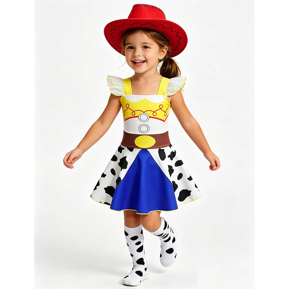 Infant Christmas Jessie Dress New Year Toy Movie Costume Girls Tutu Dress 1 2 3 4 5 6 Years Old Baby Girl Birthday Party Dress
