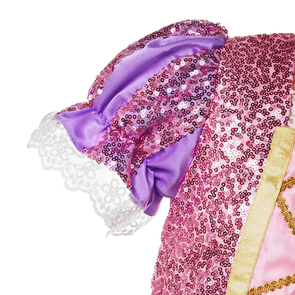 Girl Princess Purple Sequined Lace Skirt Kids Halloween Cosplay Tangled Costume Birthday Party Costume Mesh Bow Clothing 2025