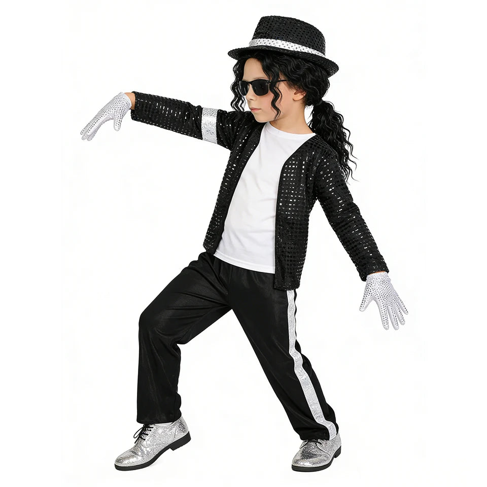 Michael Jackson Kids Clothes Halloween Cosplay Birthday Party Dance Performance Children's Costume Pop Star Boys Girls Outfits