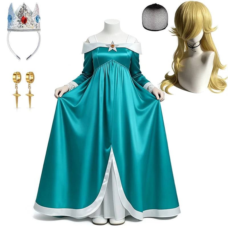 Kids Princess Rosalina Dress for Girls Halloween Cosplay Masquerade Ball Children's Costume Comic Con Elegant Party Kids Clothes