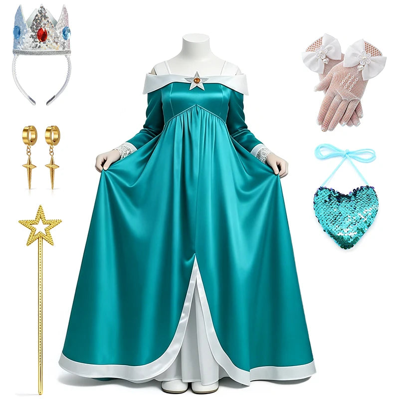 Kids Princess Rosalina Dress for Girls Halloween Cosplay Masquerade Ball Children's Costume Comic Con Elegant Party Kids Clothes