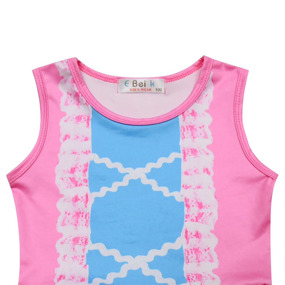 Hot Little Girls Polka Dot Sleeveless Princess Bo Peep Dress Halloween Cosplay Toy Movie Performance Carnival Party Kids Clothes
