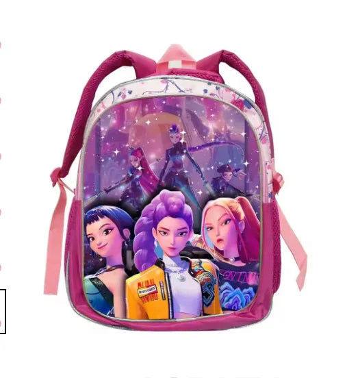 KPop Demon Hunters School Bags Rumi Mira Zoey 12inch Boys Girls Backpack Soft Pink Mochilas Cartoon School Bags