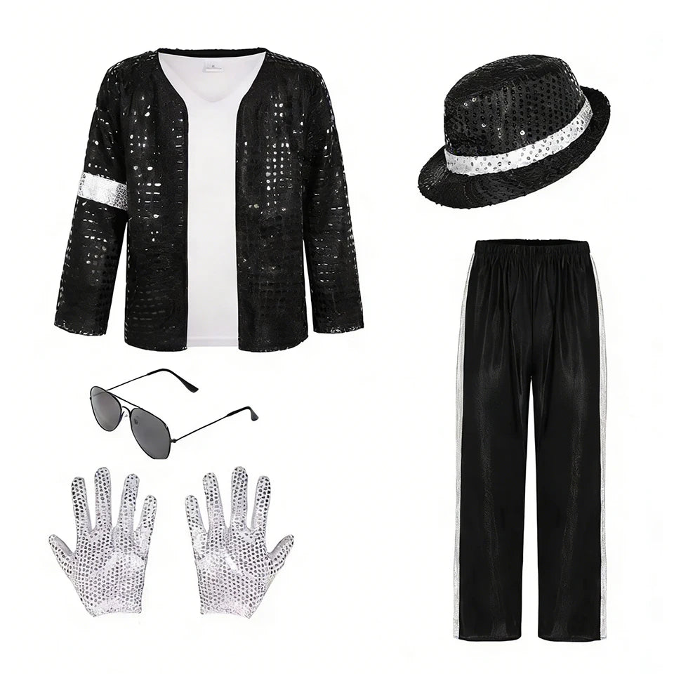Michael Jackson Kids Clothes Halloween Cosplay Birthday Party Dance Performance Children's Costume Pop Star Boys Girls Outfits