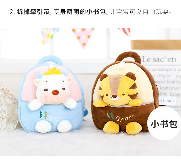 Plush Backpack Little Kid Preschool Ages 1-5 Backpack with Detachable Doll Boys Girls Toddler Backpack Metoo Rabbit Doll