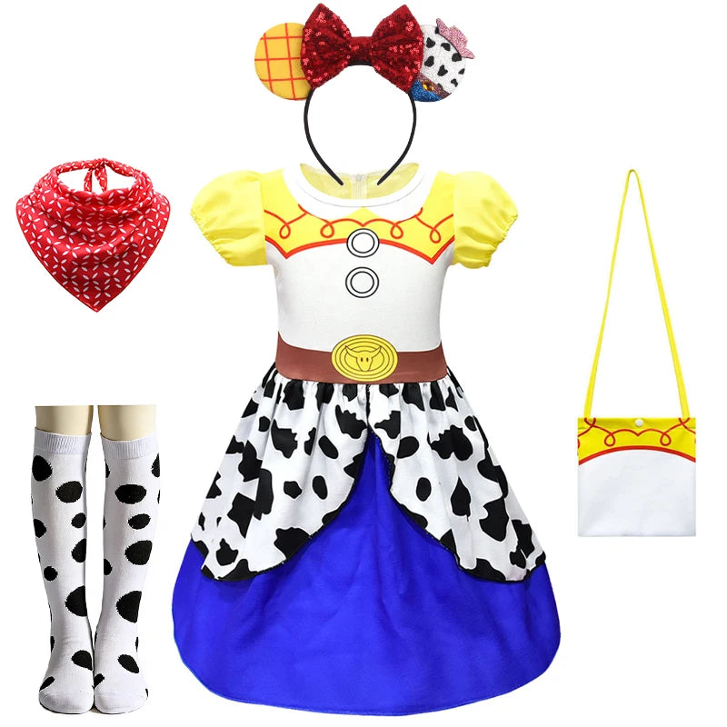 Infant Christmas Jessie Dress New Year Toy Movie Costume Girls Tutu Dress 1 2 3 4 5 6 Years Old Baby Girl Birthday Party Dress