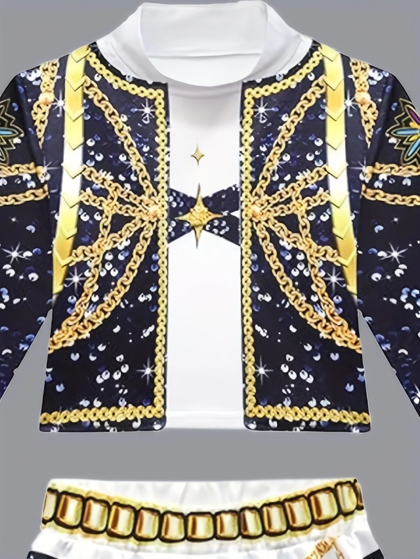 2026 Kids Girl Kpop Stage Performance Costume Hip Hop Outfit Cropped Jacket+Shorts 2PCS/Sets Streetwear Idol Concert Dance Party