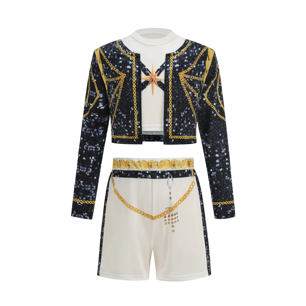Girls Cosplay Fashion 3 PCS Coat Vest Pant Set Popular Stage Performance Dress Up Uniform Children Singer Show Party Costume