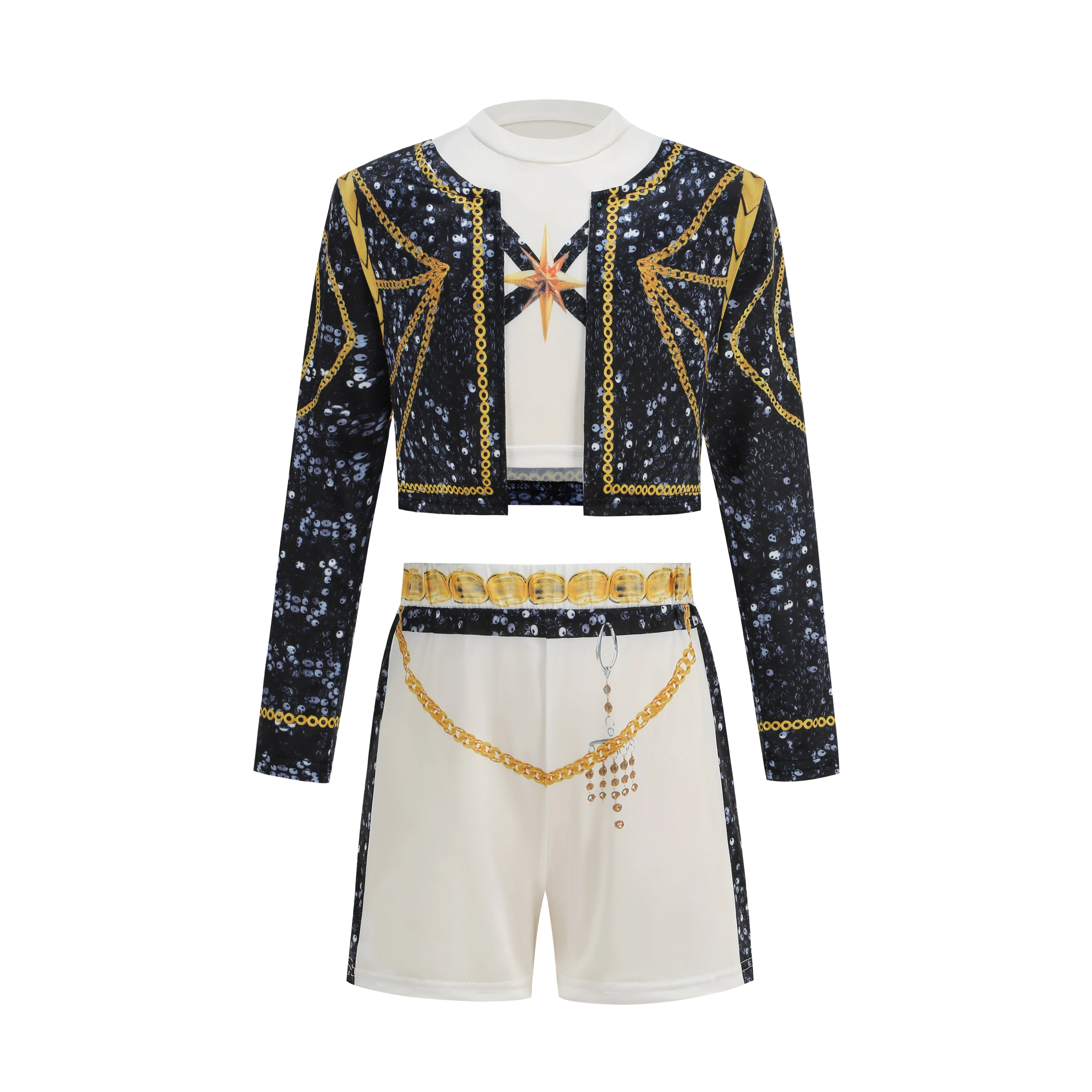 Girls Cosplay Fashion 3 PCS Coat Vest Pant Set Popular Stage Performance Dress Up Uniform Children Singer Show Party Costume